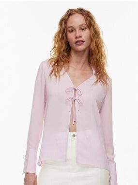 Aritzia Wilfred Light Lavender Tie-Front Favor Blouse Size S